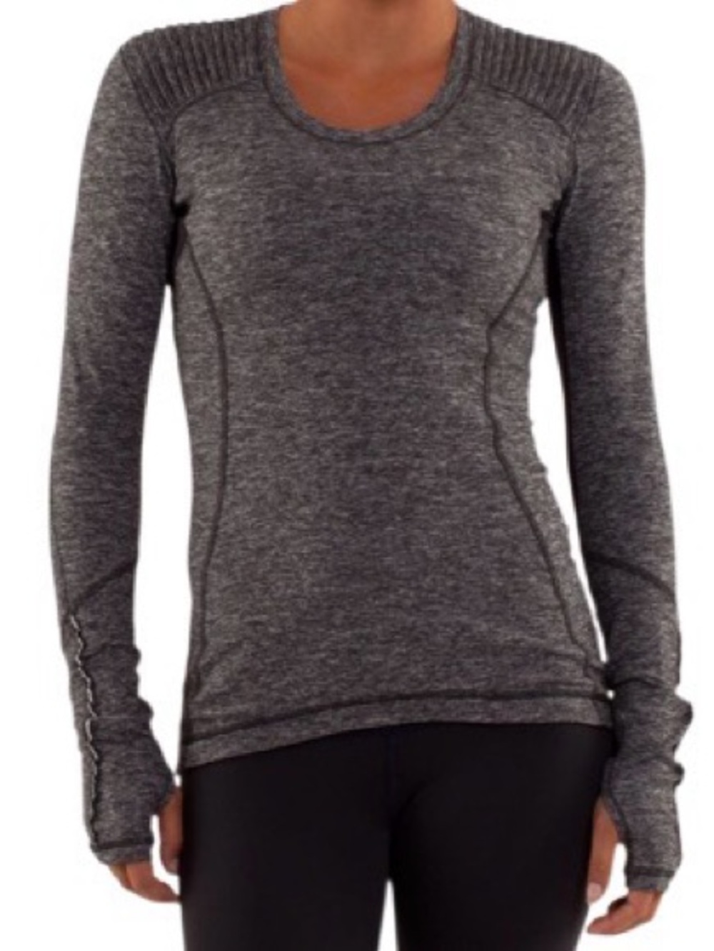 Lululemon Star Runner Long Sleeve Heather Gray Size 4 Zippered Pocket